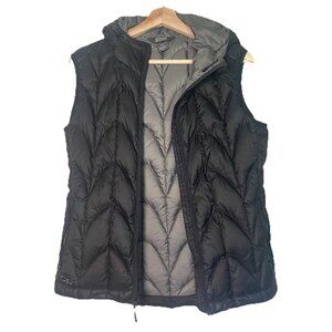 Outdoor Research Aria Down Puffer Hoodie Vest Women's Small Black Gray Camp Hike